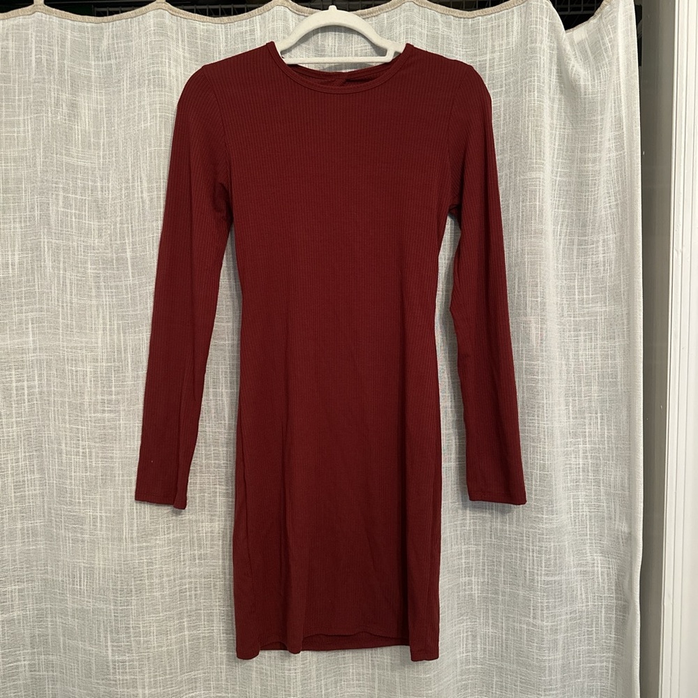 Burgundy Red Long Dress with Open Back